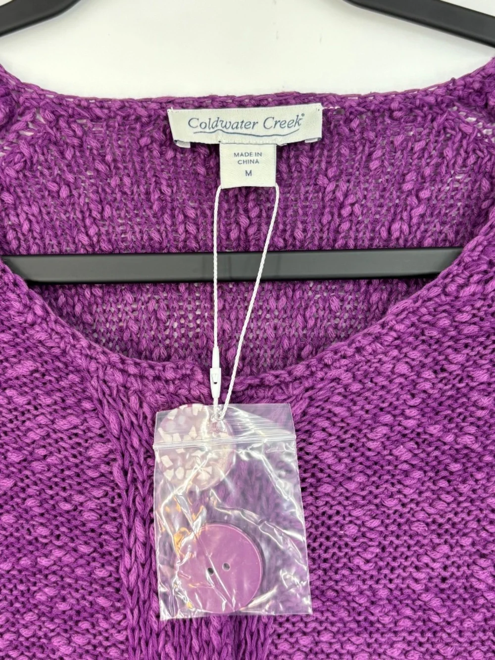 Coldwater Creek Womens Medium Button Front Cardigan Sweater 100% Cotton Purple